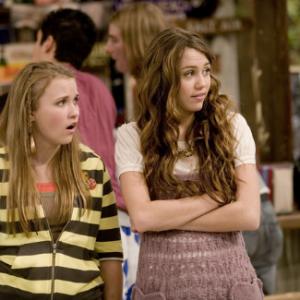 Still of Emily Osment and Miley Cyrus in Hannah Montana (2006)