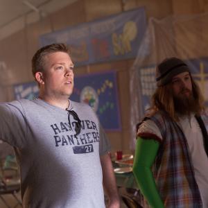 Josh Bear and Troy Yingst on the set of Lumberjack Man