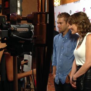 Writer Sunah Bilsted and Director Brett Sorem being interviewed about #twitterkills at HollyShorts Film Festival 2014