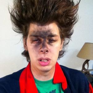 Matty Cardarople make up test for Skittle commercial.
