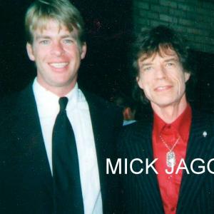 Gregory Graham aka Heavy Metal Greg with Mick Jagger on the set of the music video Visions of Paradise
