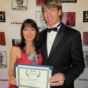 Gregory Graham and Luciana Lagana at the 2013 LA Screenplay Competition after receiving an award nomination for the feature screenplay Old River Road