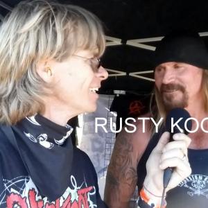 Gregory Graham aka Heavy Metal Greg interviewing Rusty Koons of the show Sons of Anarchy at the 2015 Knotfest.