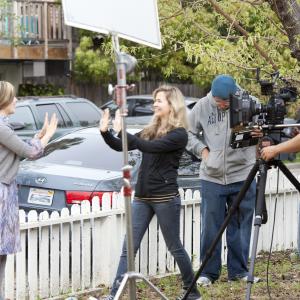 Director Cassie Jaye and Actress Ingrid Serban filming Whos There  2015