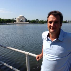 Troy in Washington, DC at the Jefferson Memorial.