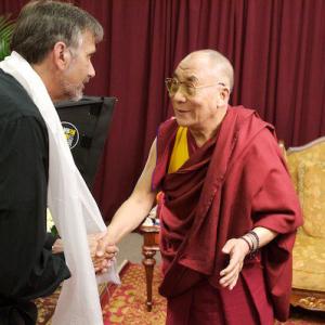 Richard P. Alvarez meeting His Holiness the Dalai Lama in preparation of shooting an interview.