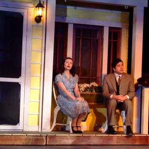 Its A Wonderful Life at the Sierra Madre Playhouse Nancy Young as Mary Hatch and Scott Harris as George Bailey