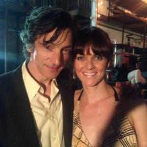 Courtney Cunningham with John Hawkes - on the set of Low Down.