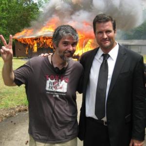 Director Gerry Bruno and Dean Denton on the set of Bloodstone Diaries in El Dorado Arkansas