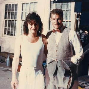 Eddie Van Halen and Dean Denton on the set of Pancho Barnes Waxahachie TX