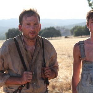 Ron Hanks (left) as Gator and Justin Hall as Cotton in the film Dirt Eaters