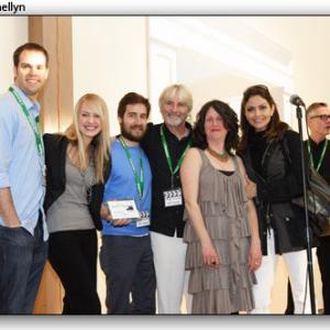 Accepting the Sleeping Giant Award at the 2010 Kent International Film Festival with cast/crew of HOLD.