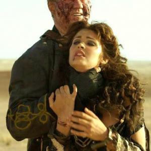 Tanit Phoenix with Dallas Page on the set of Gallowwalker