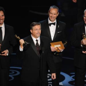 Erik De Boer, Donald Elliott, Bill Westenhofer and Guillaume Rocheron at event of The Oscars (2013)