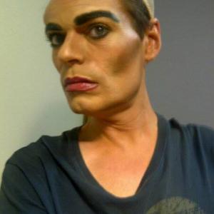 actor John Downey III transforms into Joan Crawford for a performance of THE ROAD TO BABY JANE