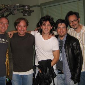 On the set of Julie Reno, Bounty Hunter (from L to R) Sandy Grushow, Michael Ross, Spencer Hill, Paul Shapiro, and Lev Spiro.