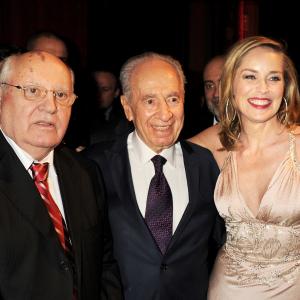 Sharon Stone, Mikhail Gorbachev and Shimon Peres