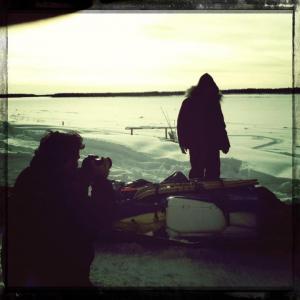 Joshua Ligairi shooting on location on the Yukon River. 2012.