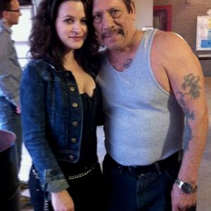 Clementine Heath and Danny Trejo on set of Bullet
