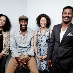 Gina PrinceBythewood Nate Parker Gugu MbathaRaw and Amare Stoudemire at event of Beyond the Lights 2014