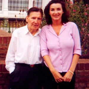Yvette Rowland with 'Mad' Frankie Fraser filming 'Mad Frank' for Biography & Crime & Investigation Channel for her Production Company Gangster Videos