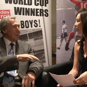 Yvette Rowland interviewing world cup hero Gordon Banks.