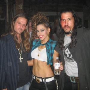 Evan Boymel with Kimberly Cole and William Christopher Ford on set of Kimberly Coles video Smack A Bitch