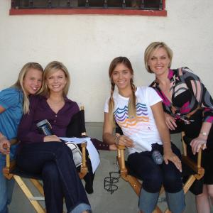 On set of Criminal Minds with sister Evie, Mom Faith Ford, and Elaine Hendrix