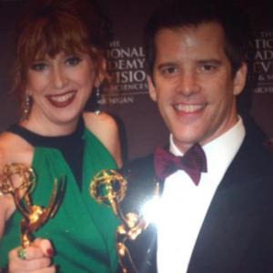 Business partners Teresa L Thome and Patrick W Ziegler after their Emmy award win for Backstage Drama