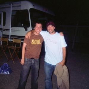 Jason Shepard and Adam Larson on the set of 395 2005