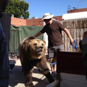 Sara Geralds, Script Supervisor worked with this bear, Bam Bam, on the set of PET Squad