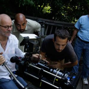 On the set of Indian Gangster with cinematographer Rodney Charters, ASC