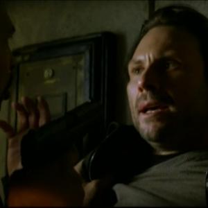 Makelaie as the vengeful Black Suit Man with Christian Slater on the Forgotten