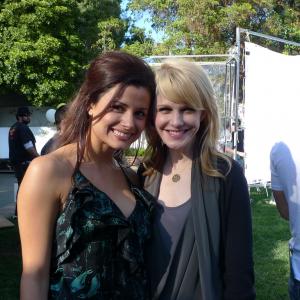 On set of Film Mother's Little Helpers, Kathryn Morris & Catalina Rodriguez
