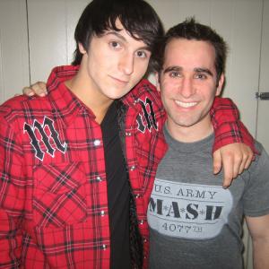 Mitchel Musso and Ben Giroux backstage while shooting Disneys Pair of Kings