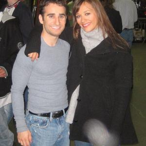 Ben Giroux with Rashida Jones on set for the Farrelly Brothers Unhitched on FOX