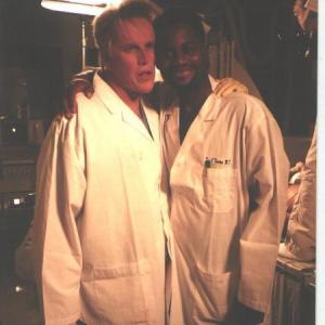 Gary Busey and Director James A. Brooks on the set of Buckaroo