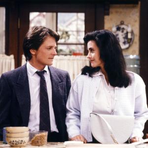 Still of Michael J Fox and Courteney Cox in Family Ties 1982