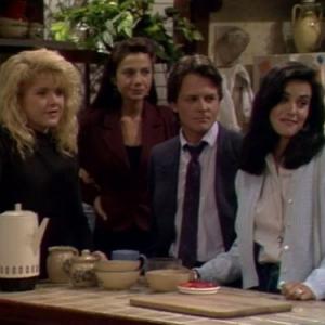 Still of Michael J Fox Justine Bateman Courteney Cox and Tina Yothers in Family Ties 1982