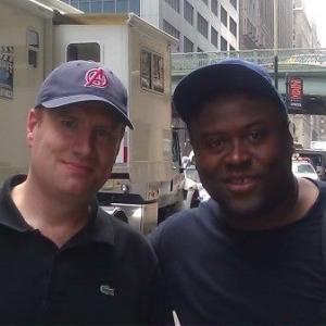 With Kevin Feige on NYC set of The Avengers