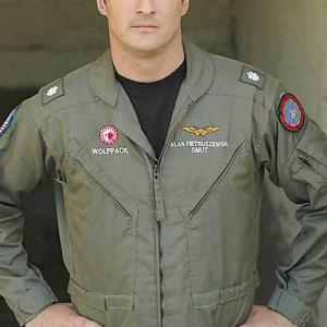 Alan Pietruszewski in his active duty navy fighter pilot flight suit Flew F14 Tomcat fighter jets off aircraft carriers as a Radar Intercept Officer RIO for the US Navy