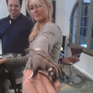 Paris Hilton and The Tim Coston play with Sugar Daddy the flying squirrel