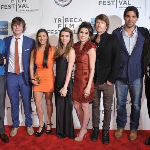Scott Coffey Shannon Woodward Evan Peters Kevin Turen Justin Nappi and Mohammed Al Turki at event of Adult World 2013