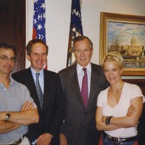 Mark Molesworth Denys Blakeway and DB with Former President George Bush Sr at the Bush family offices Houston Texas Re The Major Years