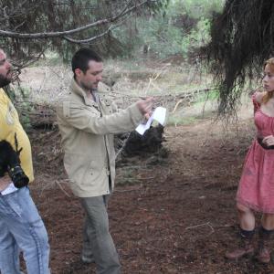 Directing actress Megan Lee Joy and cinematographer Matt Newcomb on the set of The Last Day Light