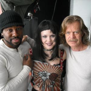 Kevin Arbouet Allison Pill and William H Macy on the set of Portraits in Dramatic Time