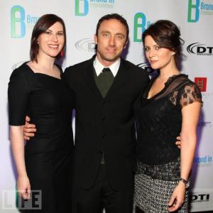 Joel Bryant with Stephanie Thorpe and Taryn ONeill at the Brand In Entertainment Auction Christies Auction House New York City