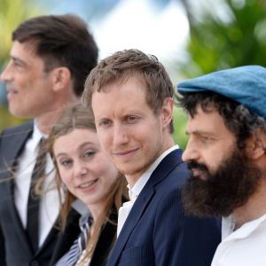 Urs Rechn, Todd Charmont, László Nemes, Géza Röhrig and Clara Royer at event of Saul fia (2015)