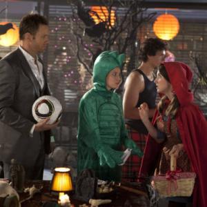 Still of Joel McHale Alison Brie and Gillian Jacobs in Community 2009