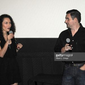 Filmmaking team actresswriterproducer Jade Puga and Directorwriterproducer Richard Montes at the Los Angeles Premiere of Aguruphobia September 2 2015 Laemmle Noho7